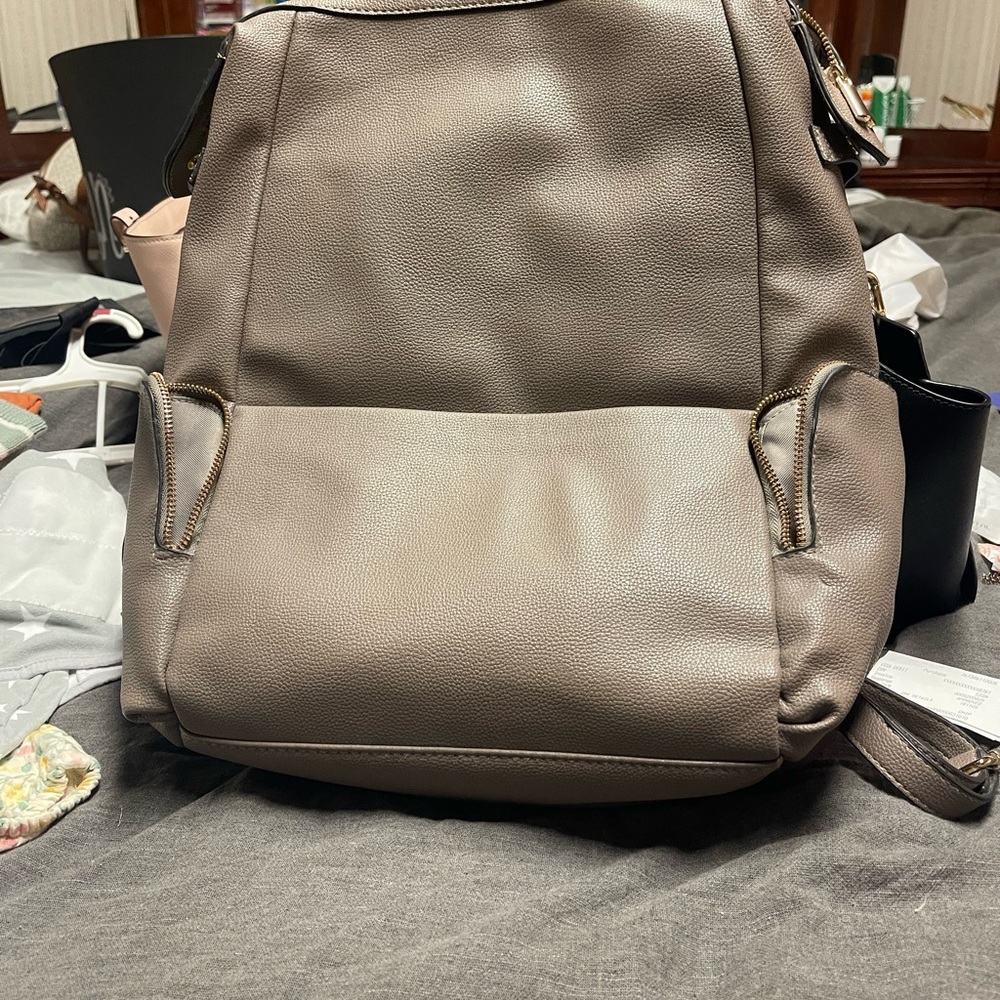 Men's Taupe Leather Backpack